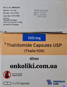 Image - Thalix (thalidomide) 100 mg capsules, 30 capsules (Fresenius Kabi, India)