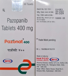 Image - Pazopanib 400 mg film-coated tablets, 30 tablets — generic (India)