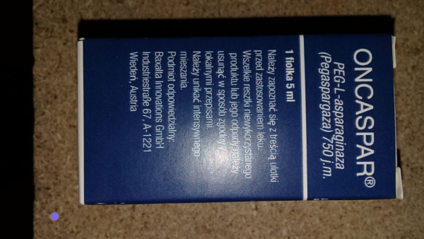 Oncaspar (pegaspargase) 3,750 IU/mL solution for injection, 5 mL vial — original (Austria)