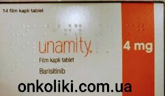 Olumiant (baricitinib) 4 mg film-coated tablets, 14 tablets (Eli Lilly) — listed as Unamity/Olumiyant